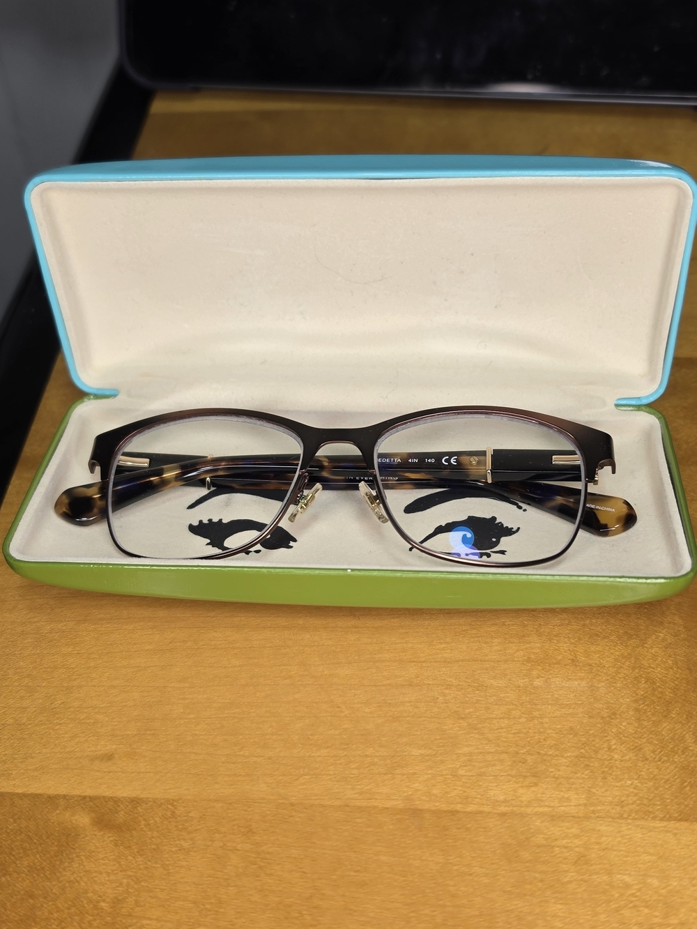 kate spade Tortoise Half-Rim Eyeglasses - Brown/Black
